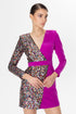 Half Sequined V Neck Mini Dress